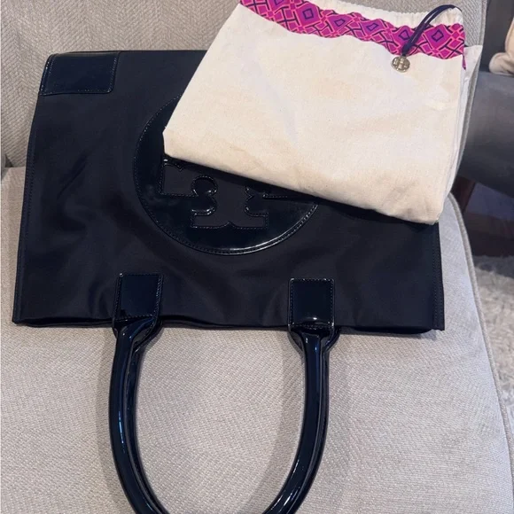 Tory Burch Black Tote with Glossy Logo - Picture 12 of 13
